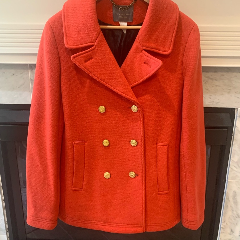 J. Crew Vibrant Red/Orange Pea Coat